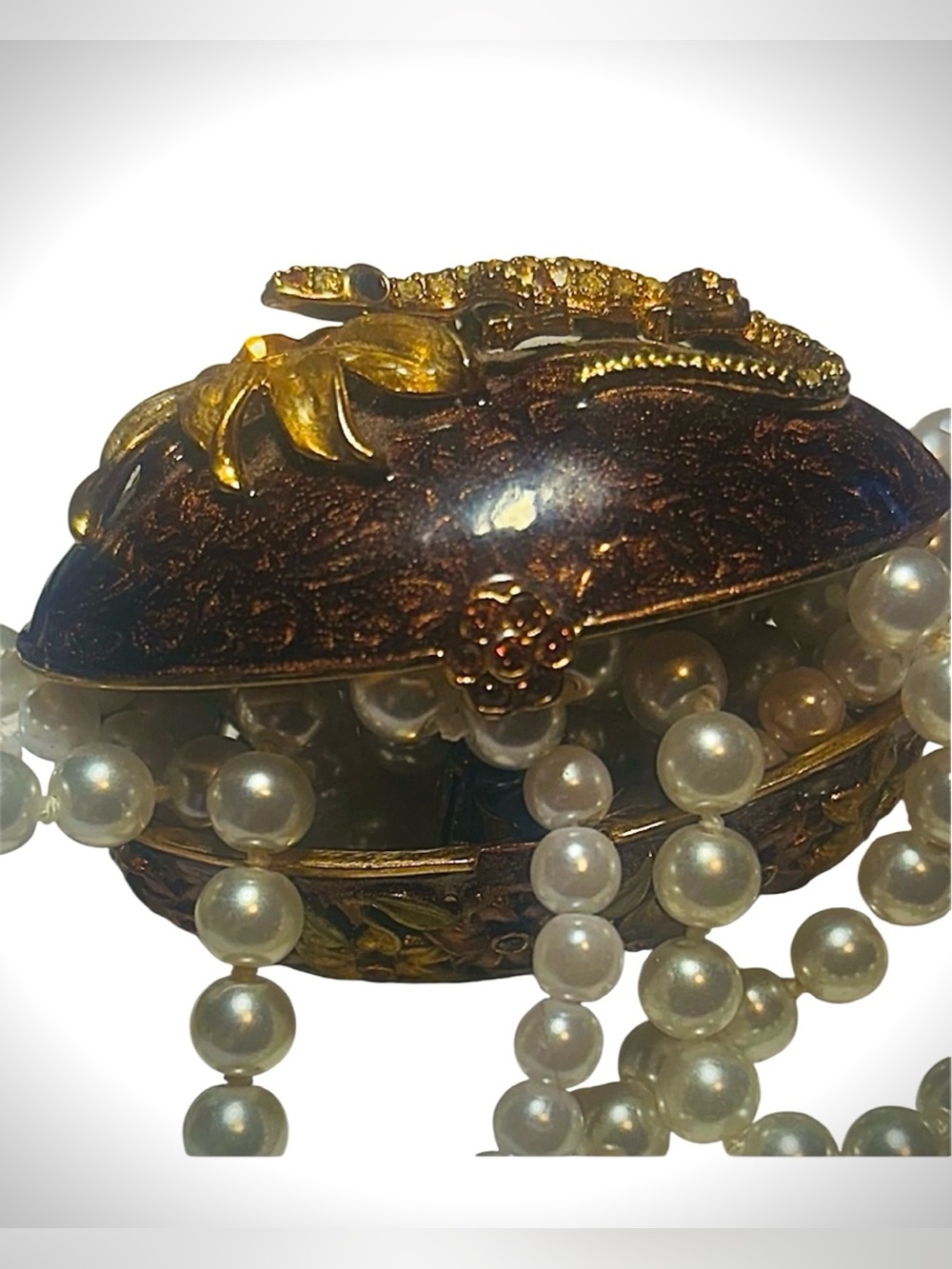 Vintage Jeweled Jewelry Box Resembling Faberge Egg